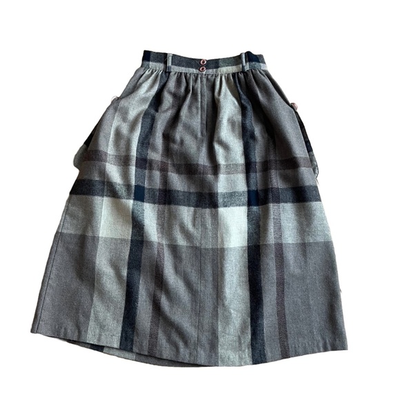 Vintage Sears Canada Junior Bazaar Plaid Skirt 70s A-Line Wool midi pockets - Picture 7 of 9